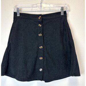 NWT Herbatomia Women's Corduroy Black Button Down Mini Skirt Small Whimsigoth